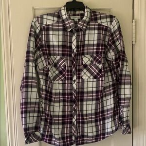 Croft & Barrow Purple and White Checkered Flannel Shirt